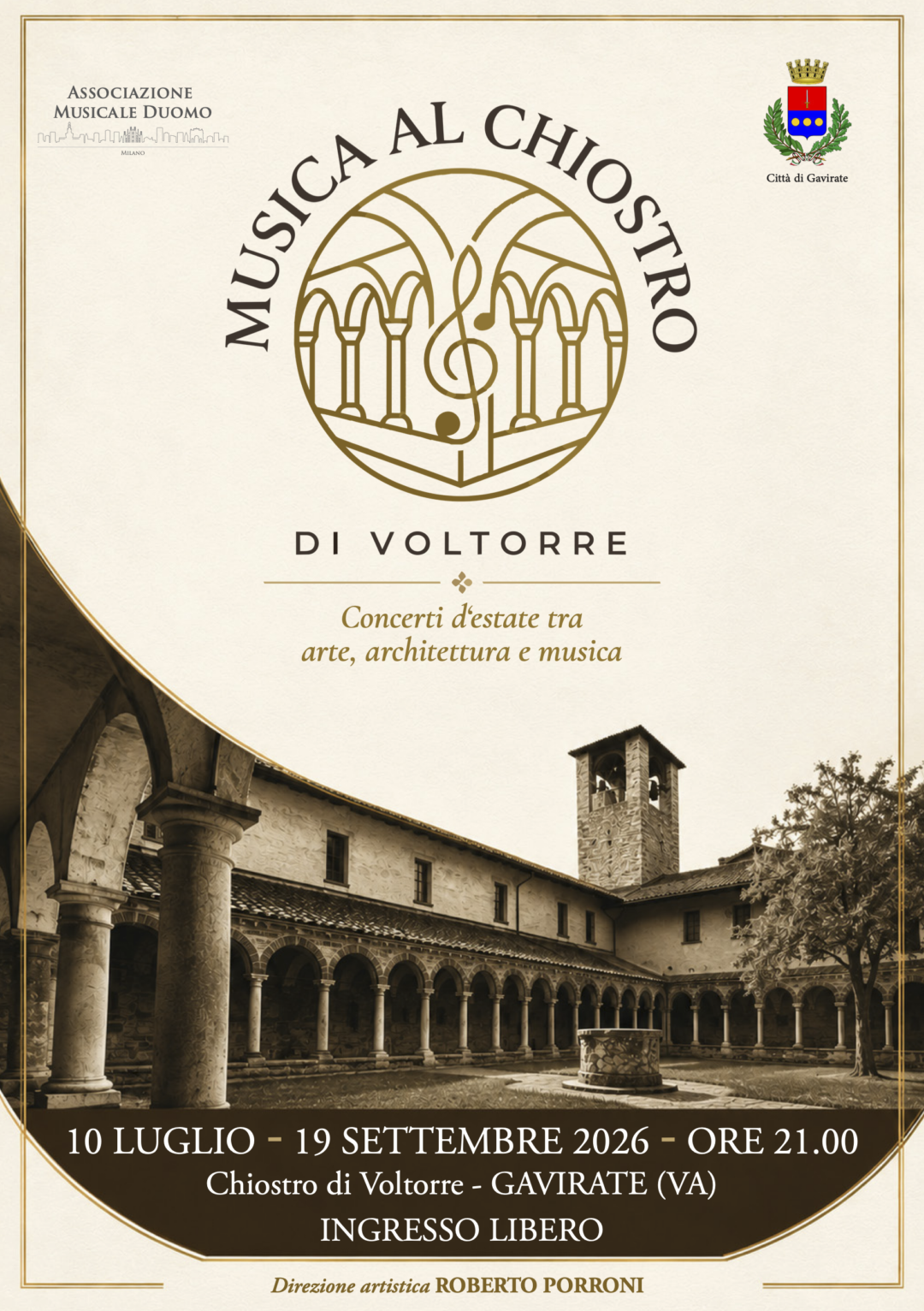 Chiostro di Voltorre a Gavirate, sede della rassegna Musica al Chiostro 2026
